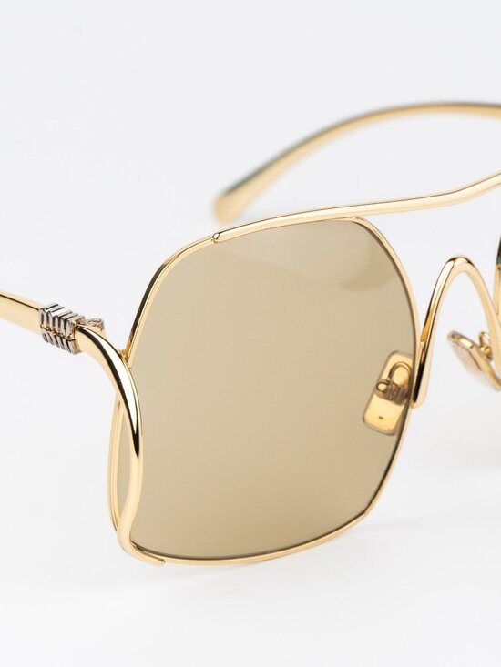 Miu Miu Women Sunglasses Gold Yellow Pilot MUA55S 5AK10R NEW AUTHENTIC